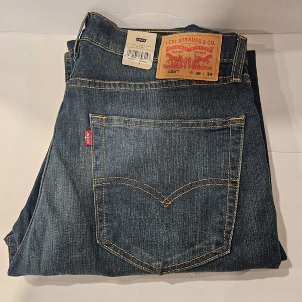 Levi's 505 Regular / Staight Leg/ Size 36‎ X 34 Stretch Jeans /Blue / New